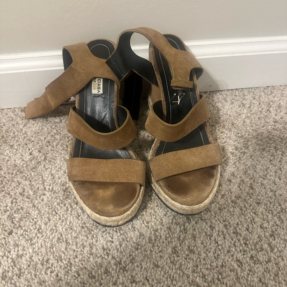 Balenciaga Tan Suede Espadrilles